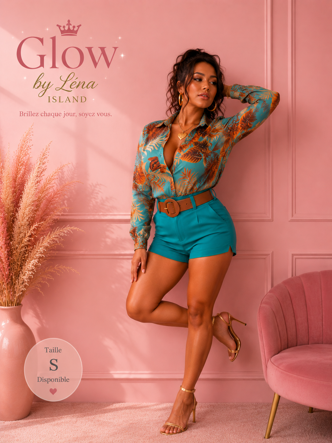 ✨ Ensemble Chic & Élégant – Chemisier + Short