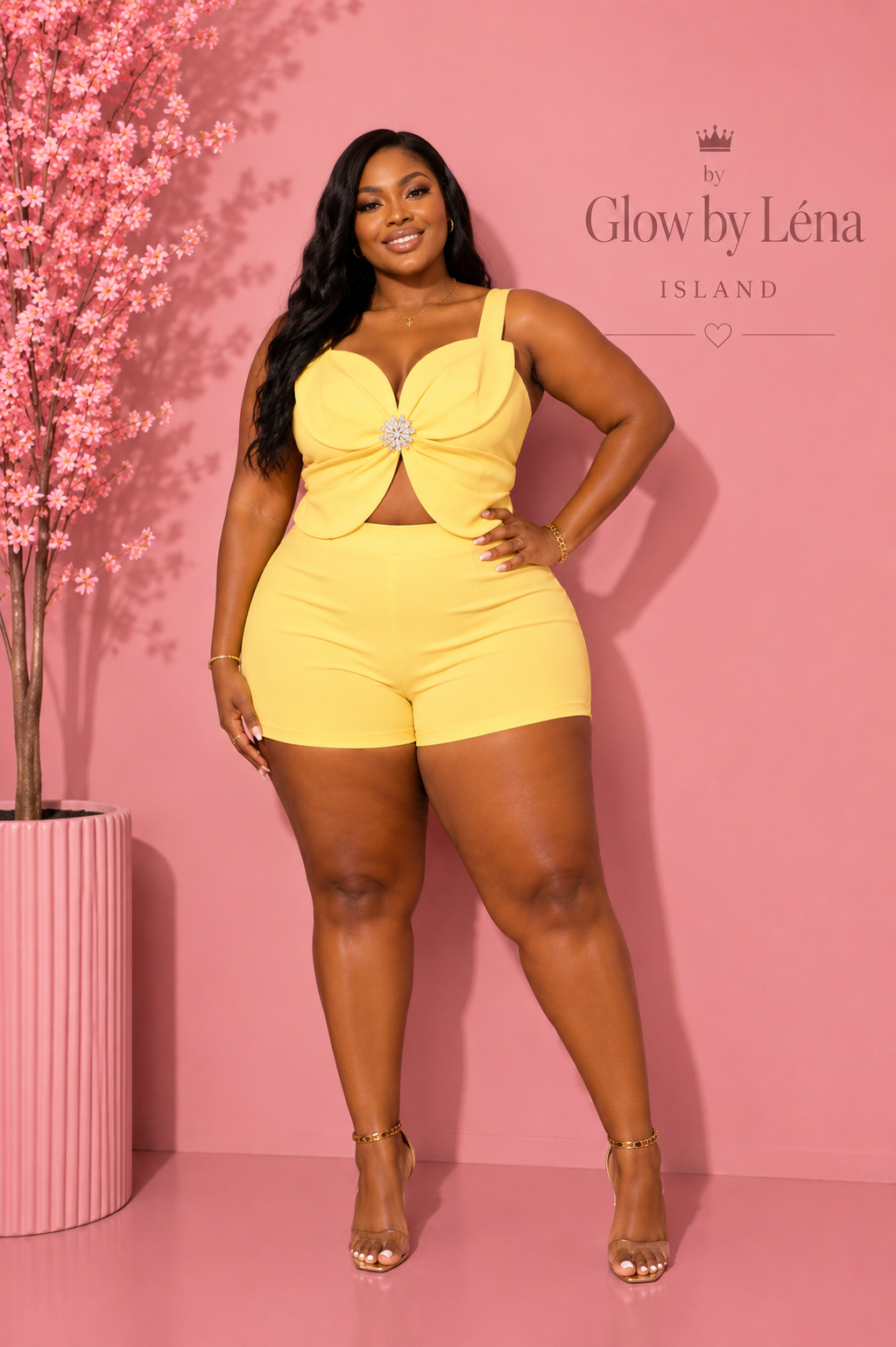 🌼Ensemble 2 Pièces Jaune Soleil – Top Sans Manches & Short🌼