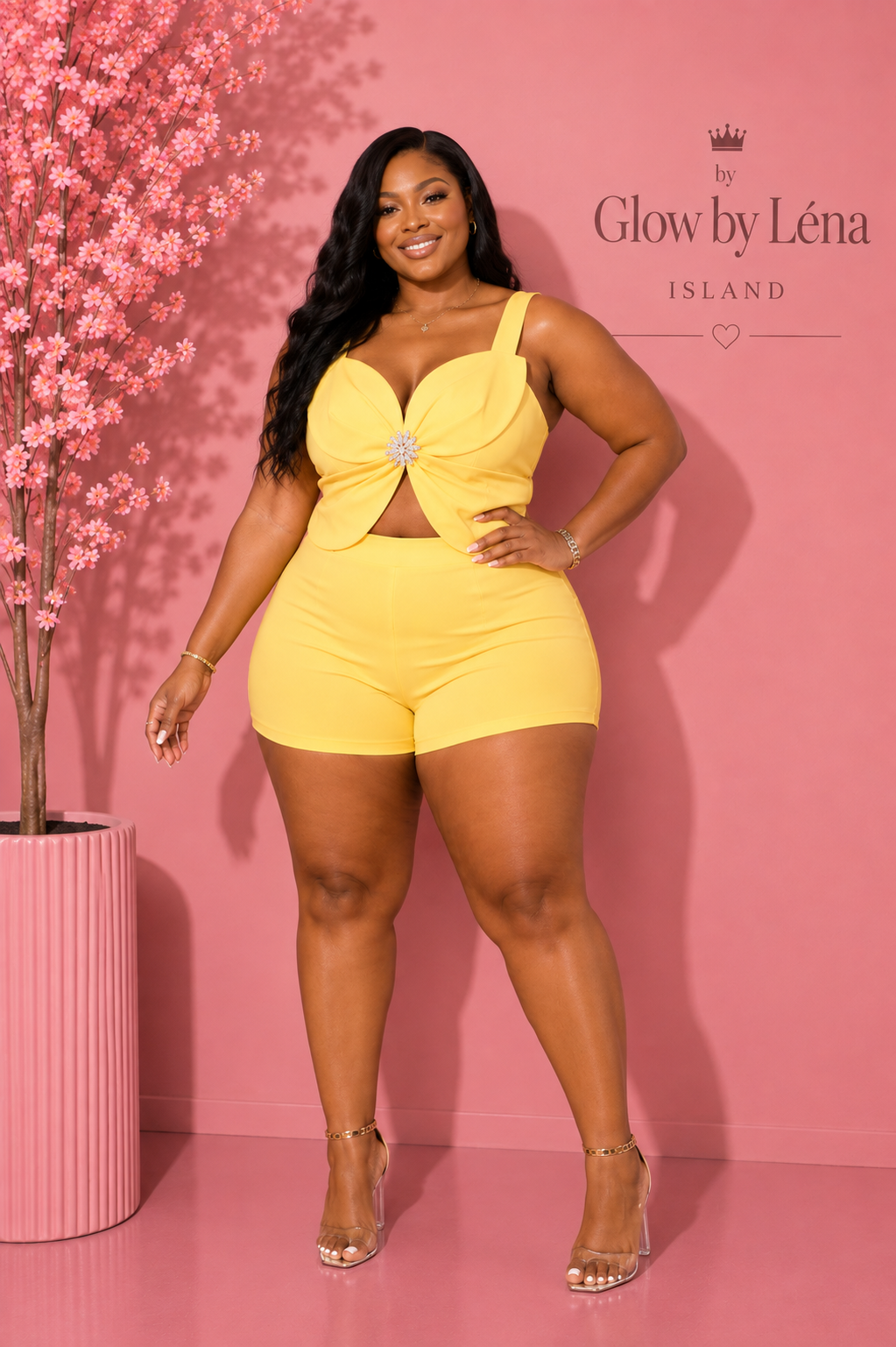 🌼Ensemble 2 Pièces Jaune Soleil – Top Sans Manches & Short🌼