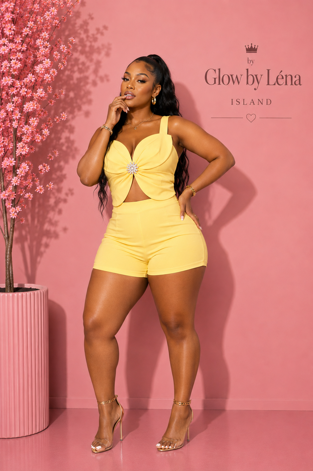 🌼Ensemble 2 Pièces Jaune Soleil – Top Sans Manches & Short🌼
