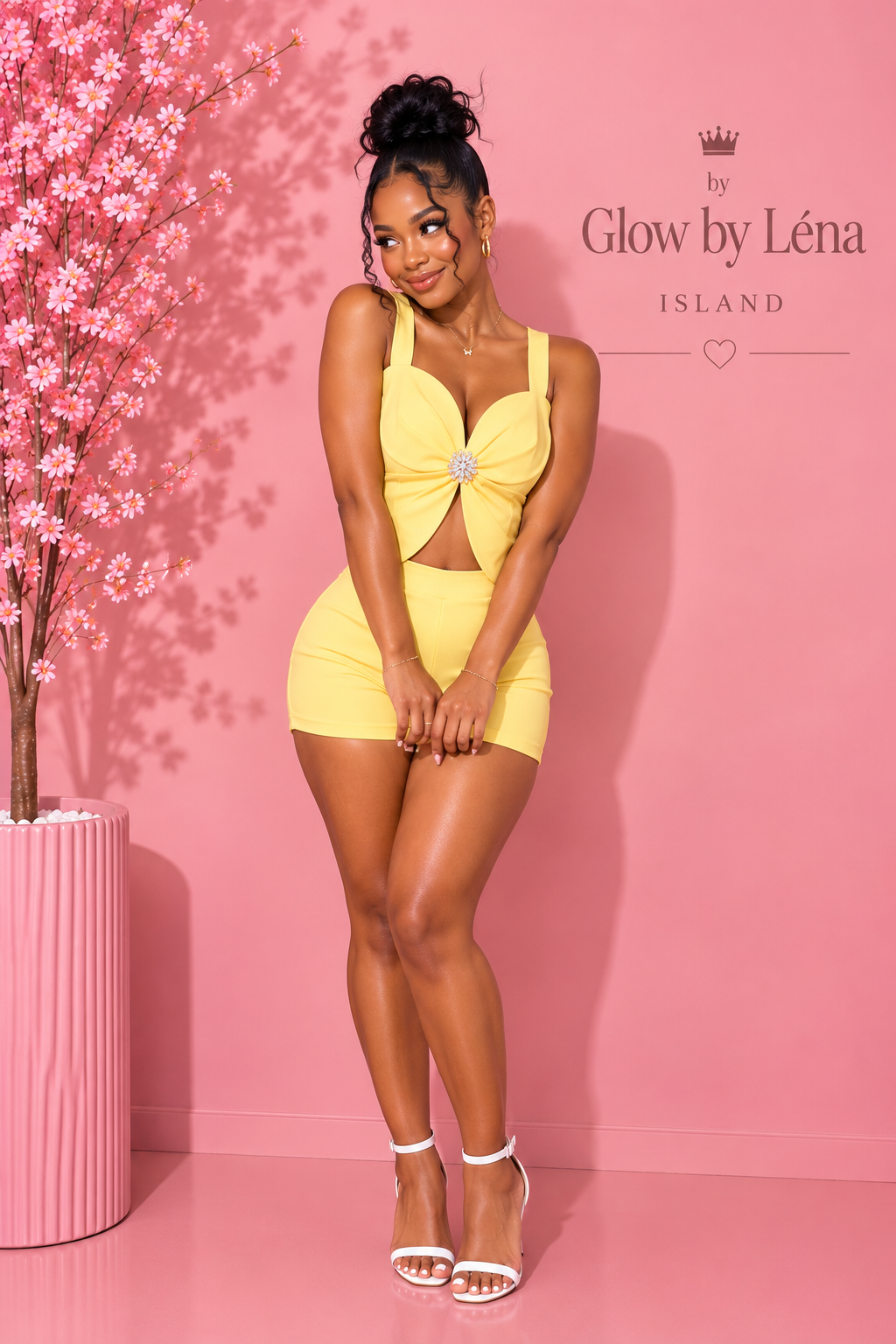 🌼Ensemble 2 Pièces Jaune Soleil – Top Sans Manches & Short🌼