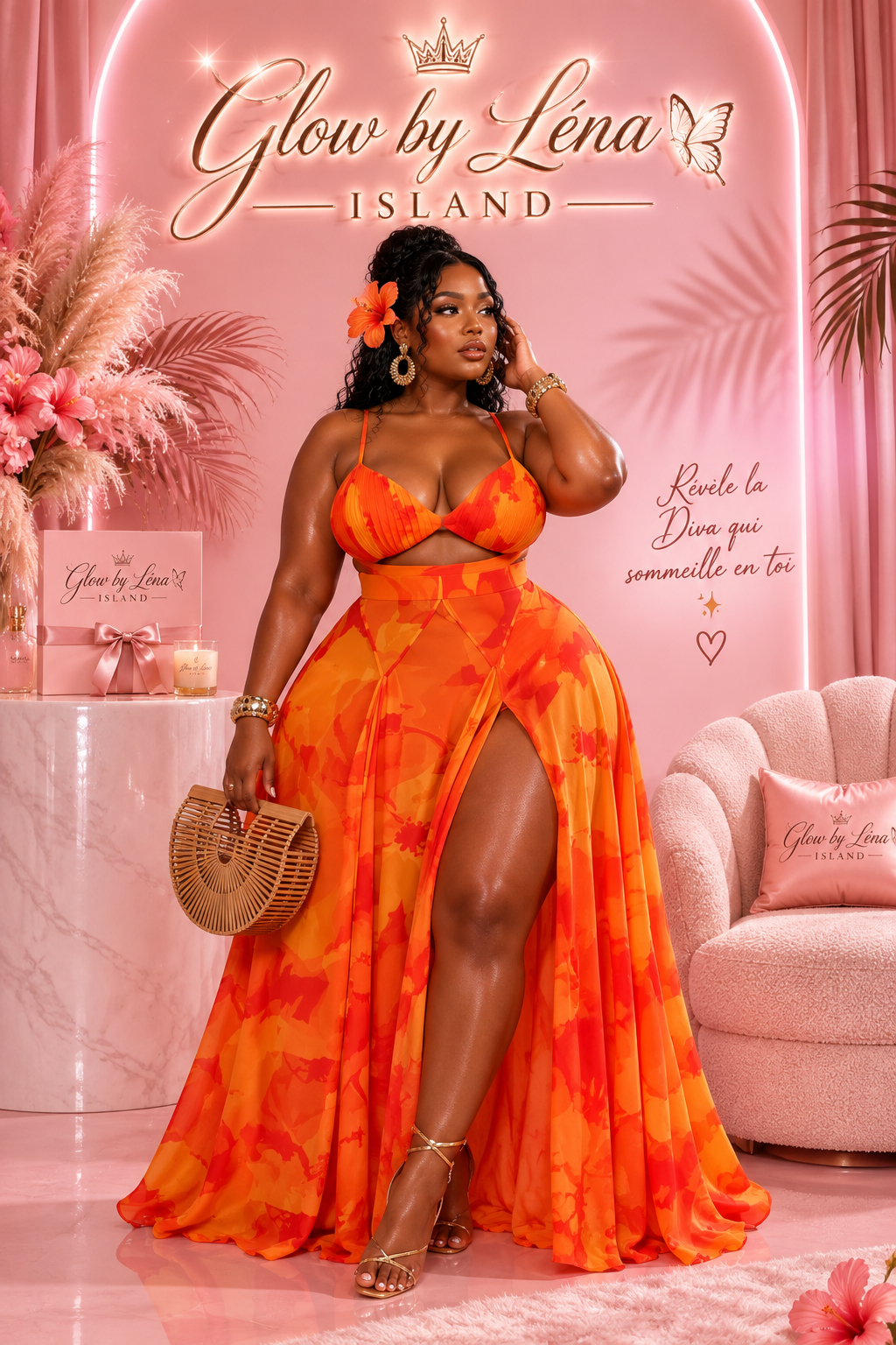🍊✨ Robe Maxi Fleurie « Soleil Tropical » 🌺💃🏾
