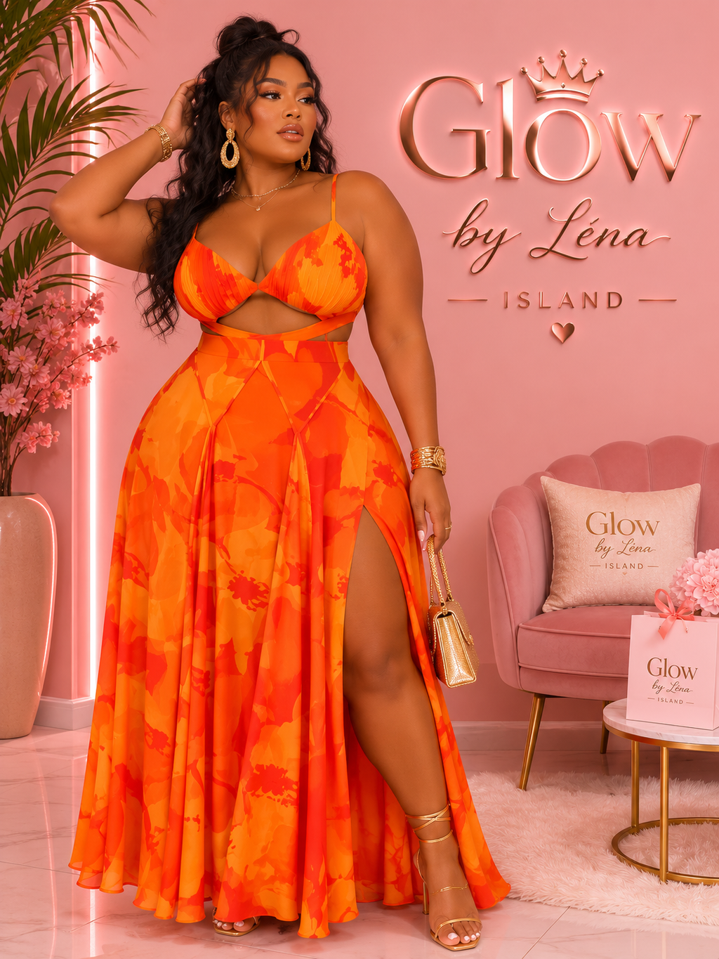 🍊✨ Robe Maxi Fleurie « Soleil Tropical » 🌺💃🏾