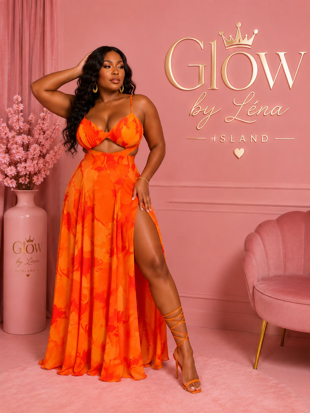 🍊✨ Robe Maxi Fleurie « Soleil Tropical » 🌺💃🏾