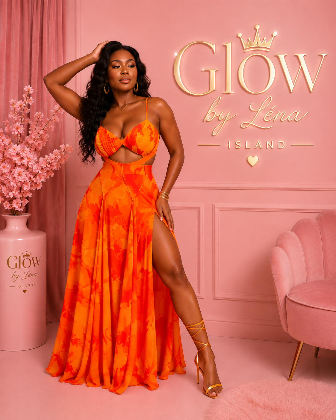 🍊✨ Robe Maxi Fleurie « Soleil Tropical » 🌺💃🏾