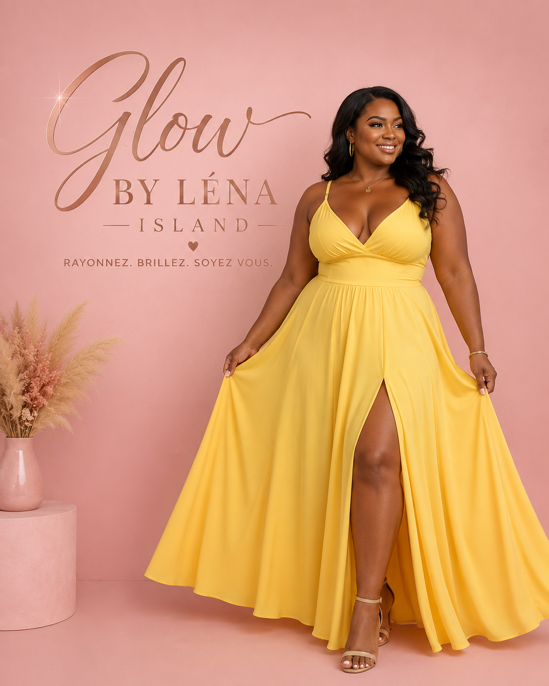 Robe Longue Élégante Fendue – Glow by Léna Island ✨💛