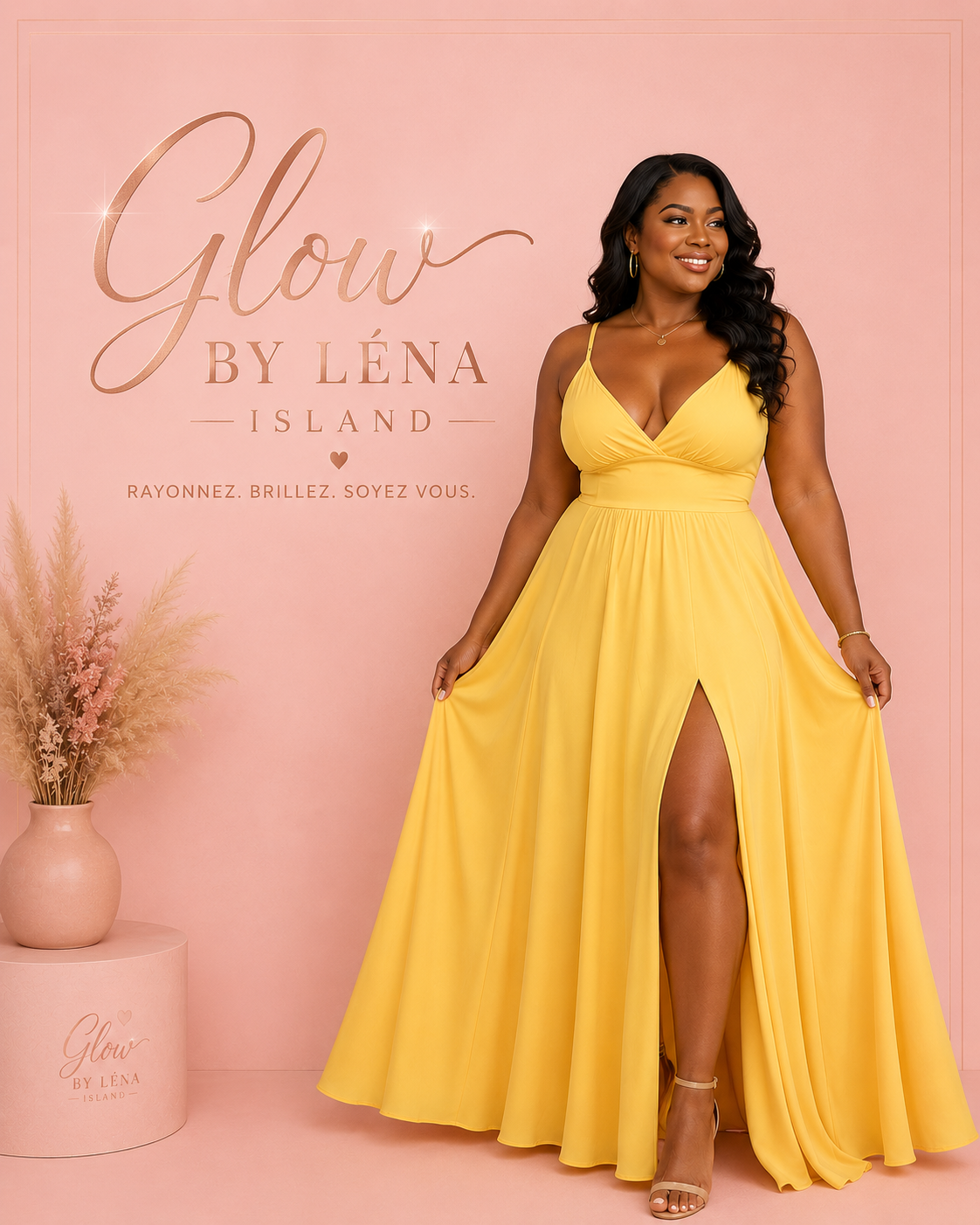 Robe Longue Élégante Fendue – Glow by Léna Island ✨💛
