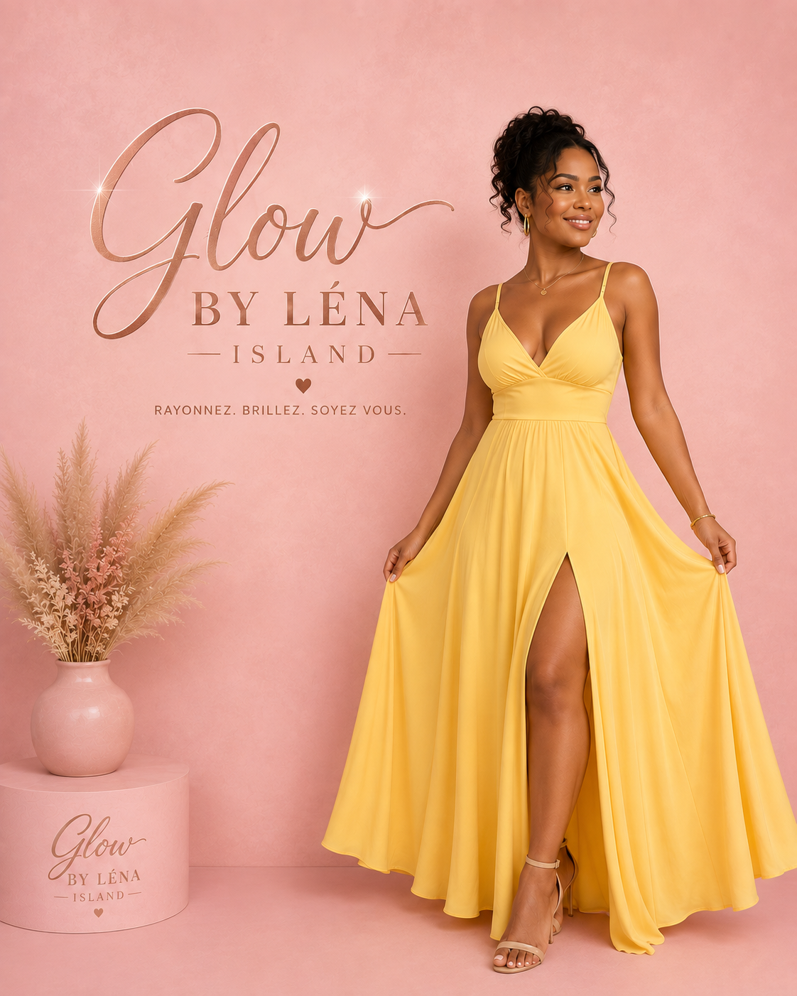 Robe Longue Élégante Fendue – Glow by Léna Island ✨💛