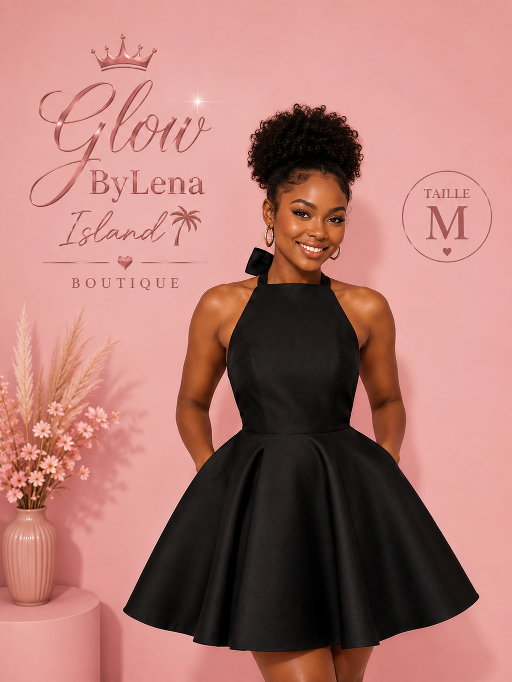 🖤✨ Robe Courte Satinée Noire dos nu – Élégance & Glamour ✨🦋