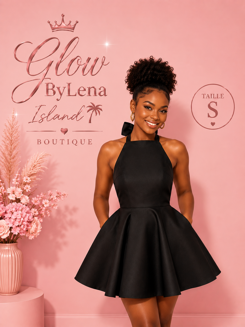 🖤✨ Robe Courte Satinée Noire dos nu – Élégance & Glamour ✨🦋