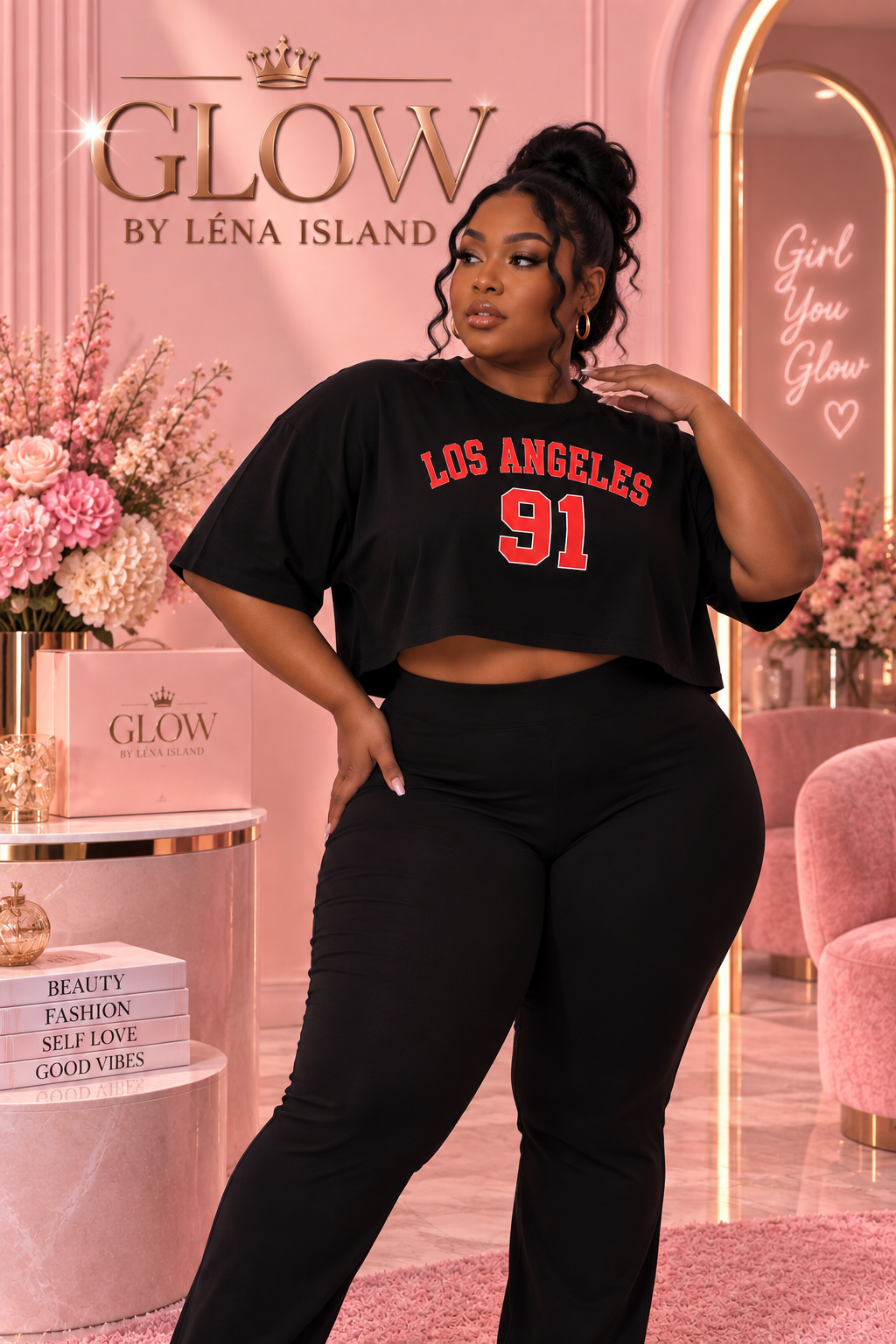 🦋 T-shirt Crop Top Sport Femme « 91 » ❤️🖤