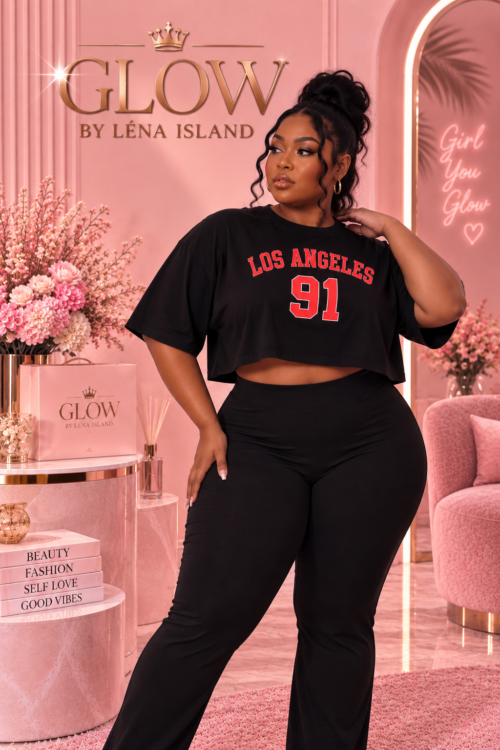 🦋 T-shirt Crop Top Sport Femme « 91 » ❤️🖤