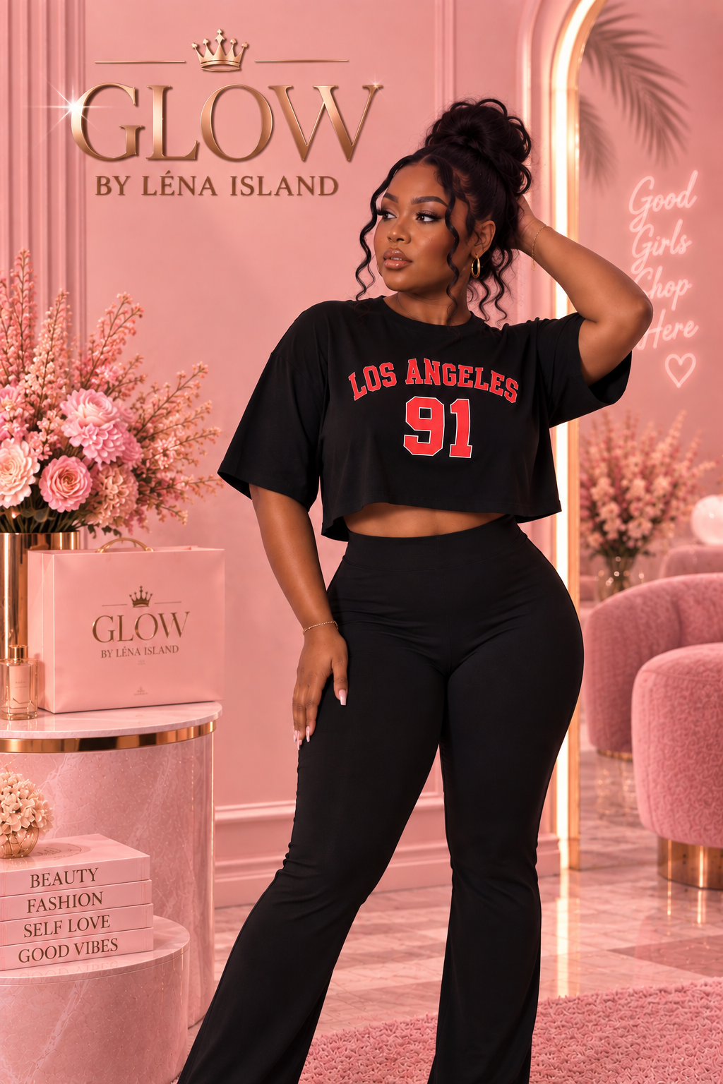 🦋 T-shirt Crop Top Sport Femme « 91 » ❤️🖤