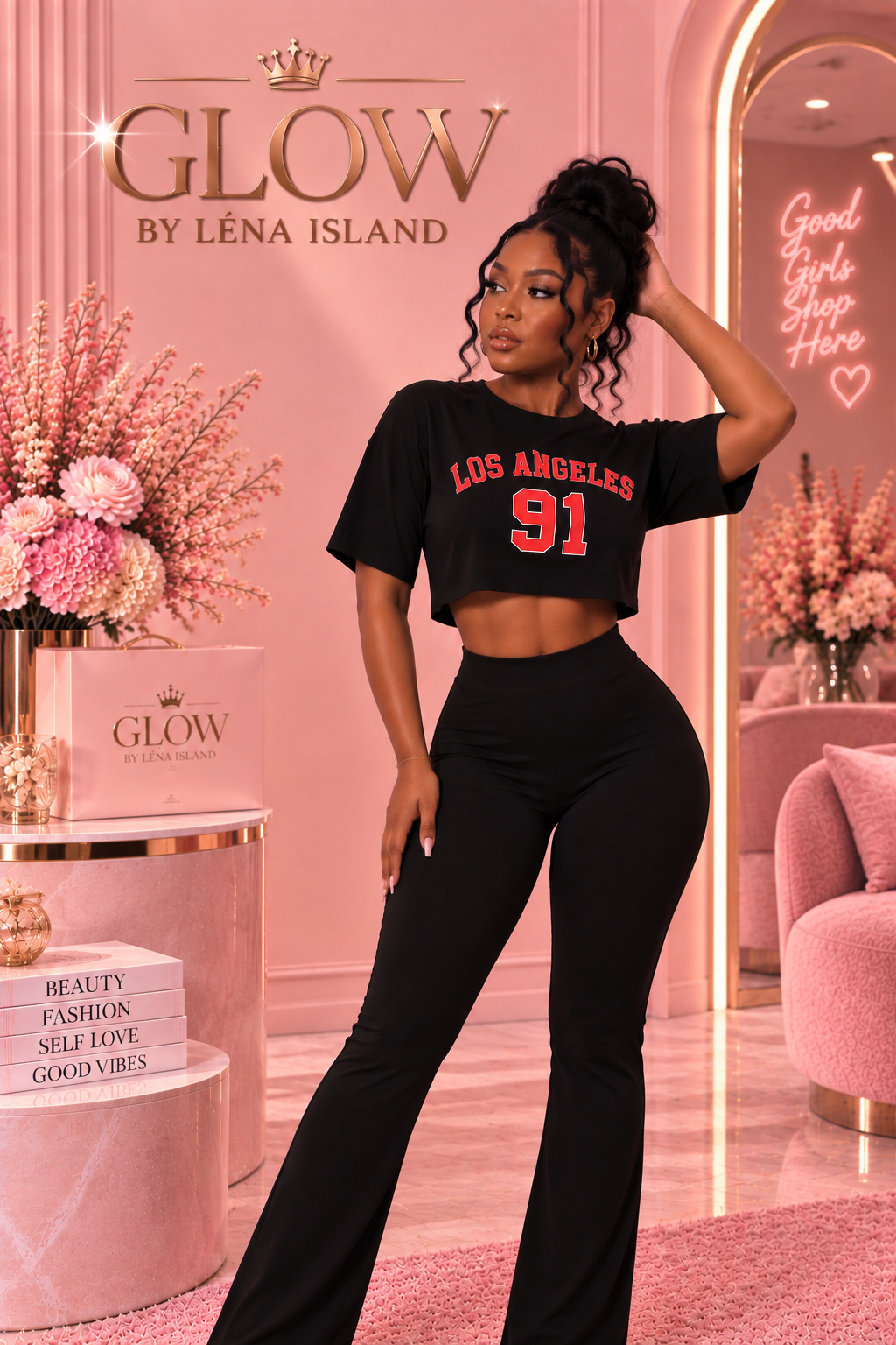 🦋 T-shirt Crop Top Sport Femme « 91 » ❤️🖤