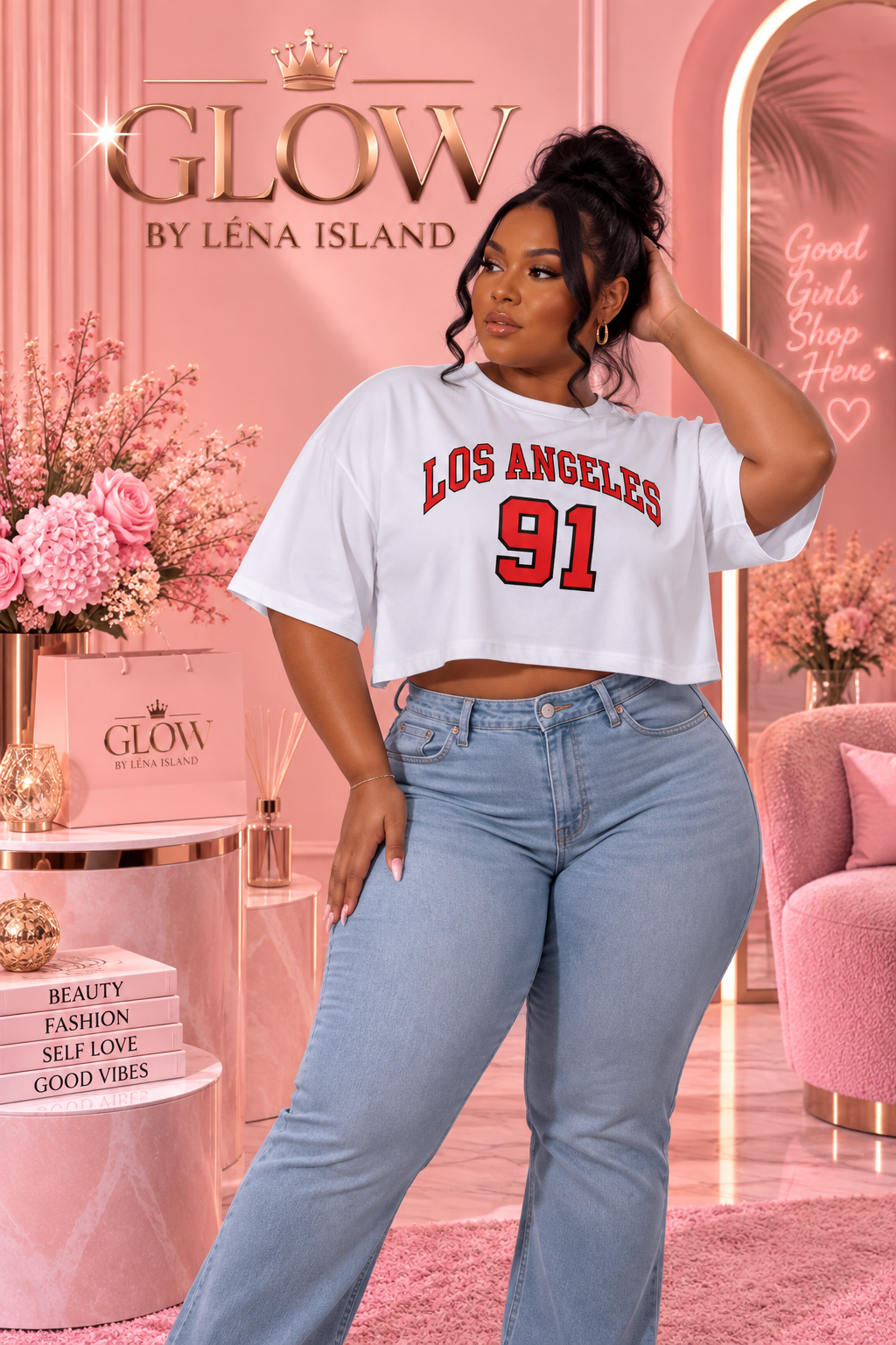 🦋 T-shirt Crop Top Sport Femme « 91 » ❤️🖤