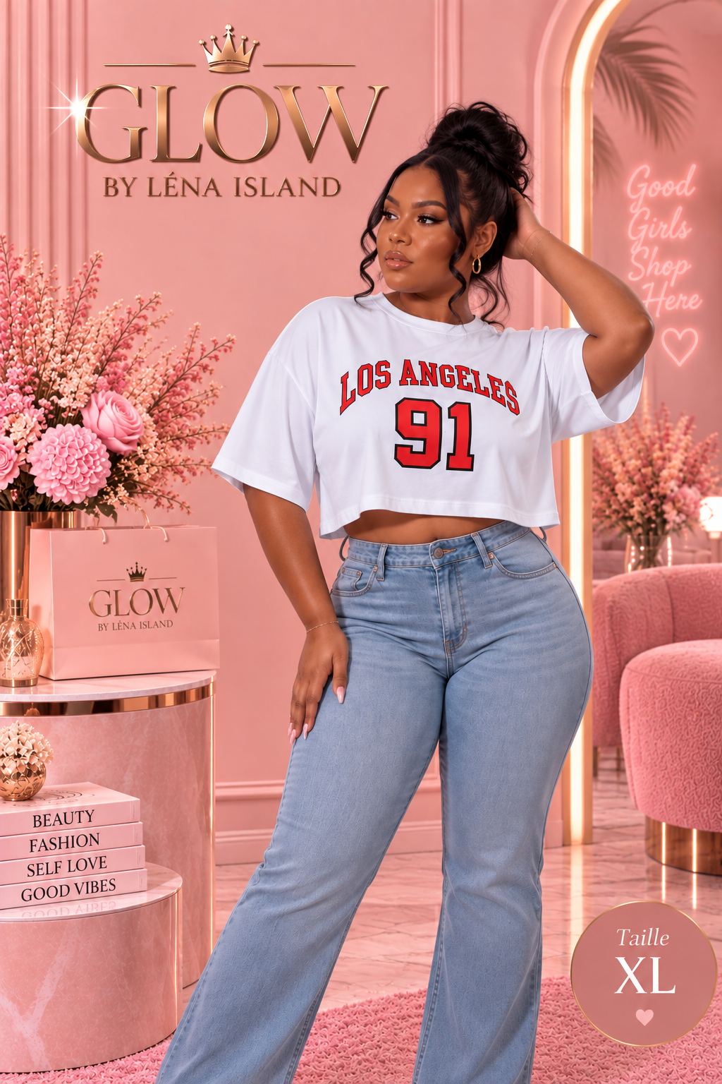 🦋 T-shirt Crop Top Sport Femme « 91 » ❤️🖤