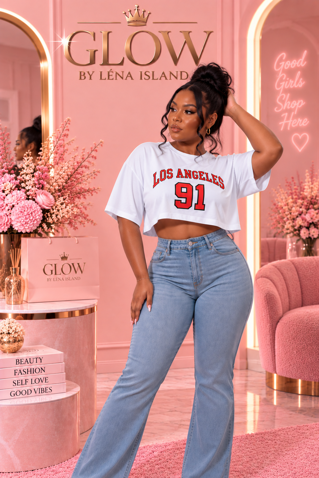 🦋 T-shirt Crop Top Sport Femme « 91 » ❤️🖤