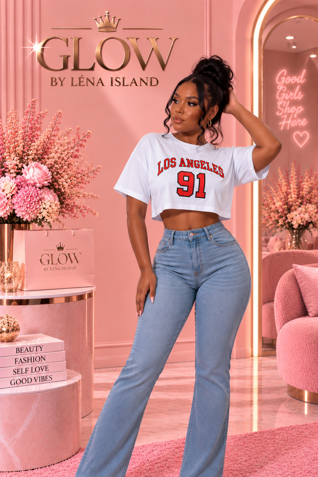 🦋 T-shirt Crop Top Sport Femme « 91 » ❤️🖤