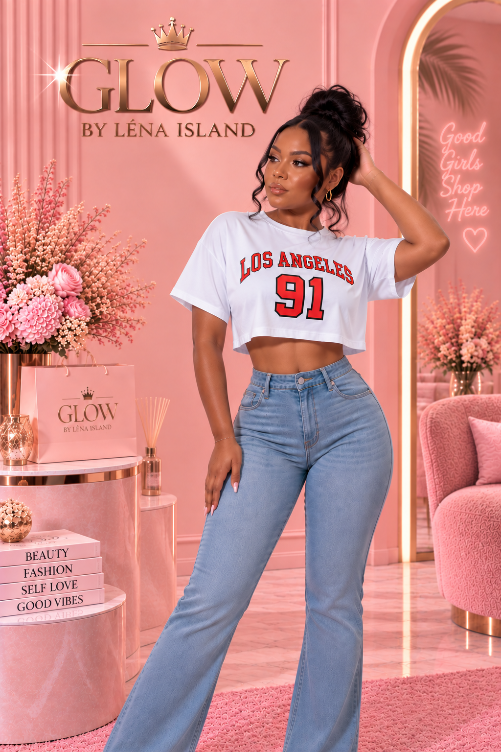 🦋 T-shirt Crop Top Sport Femme « 91 » ❤️🖤