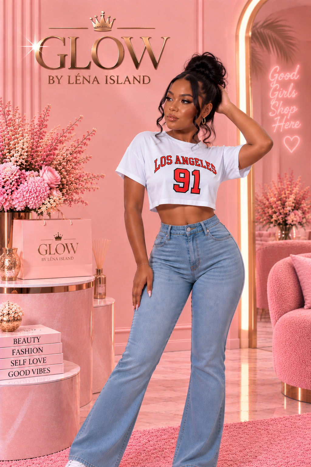 🦋 T-shirt Crop Top Sport Femme « 91 » ❤️🖤