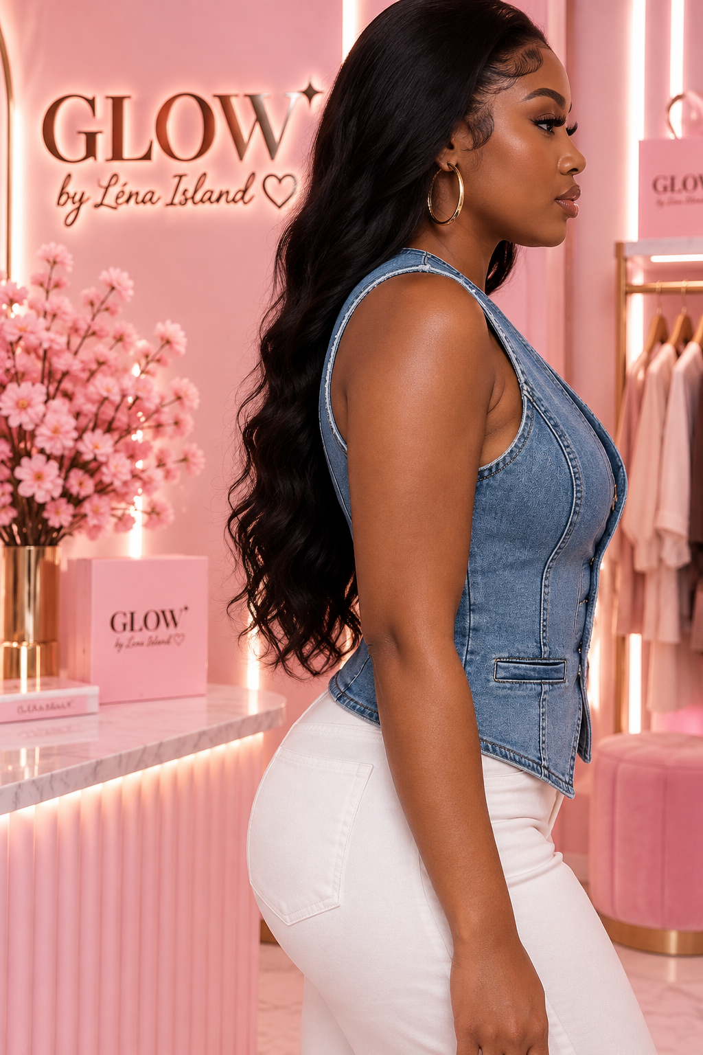🦋💙 Gilet Denim Femme Y2K – Coupe Slim & Boutonnée ✨👖
