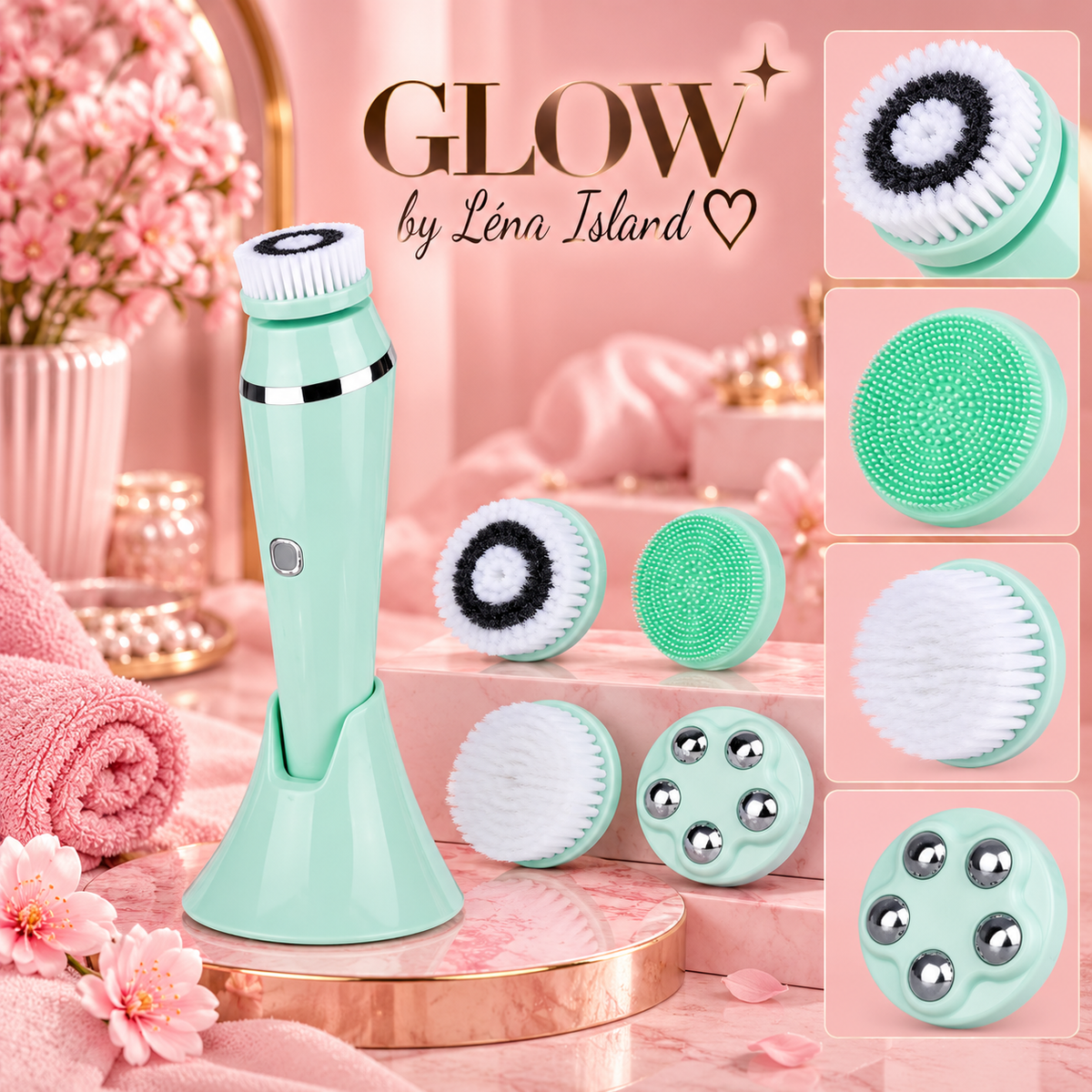 🧖🏽‍♀️💗 Brosse Nettoyante Visage Électrique 4-en-1 ✨🫧 | Glow Skin 🌸