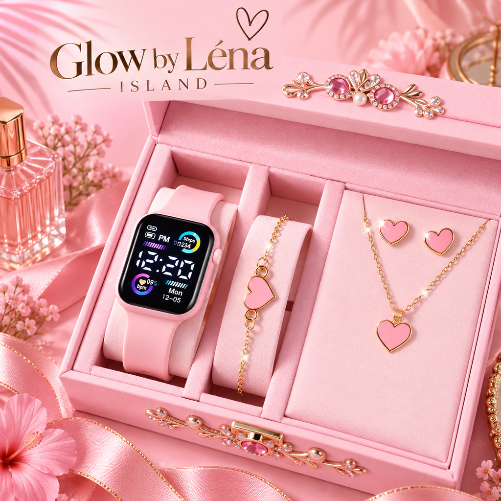 💖 Coffret Bijoux & Montre Connectée – 6 Pièces ✨
