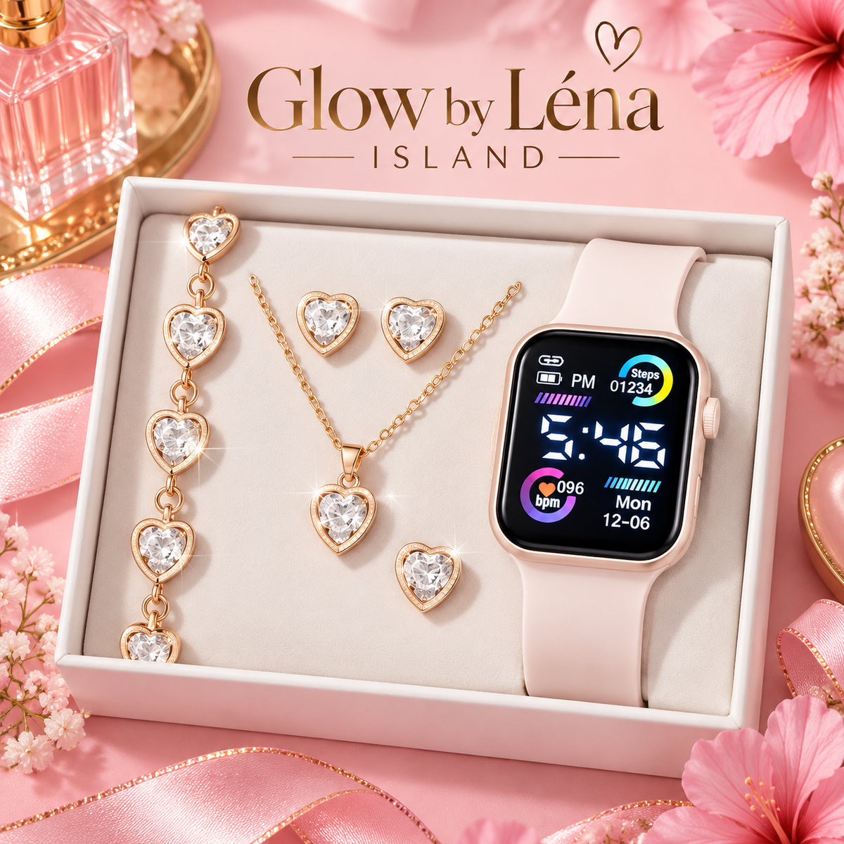 💖 Coffret Bijoux & Montre Connectée – 6 Pièces ✨