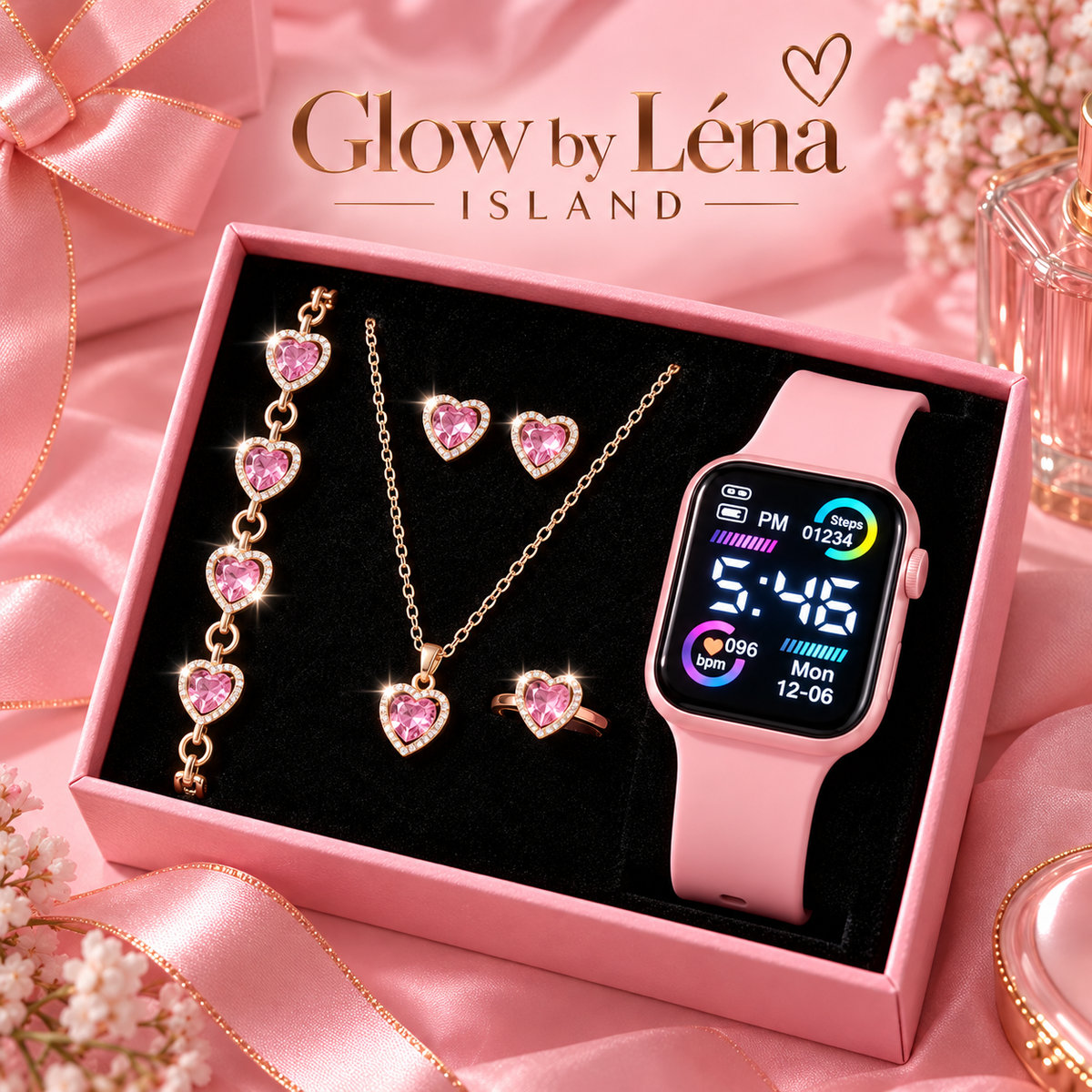 💖 Coffret Bijoux & Montre Connectée – 6 Pièces ✨