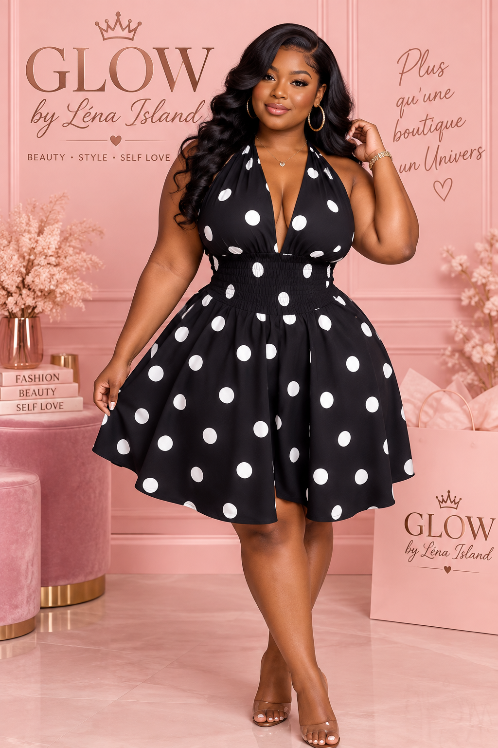 🖤 Robe « Black & White » à Pois – Élégance Intemporelle ✨