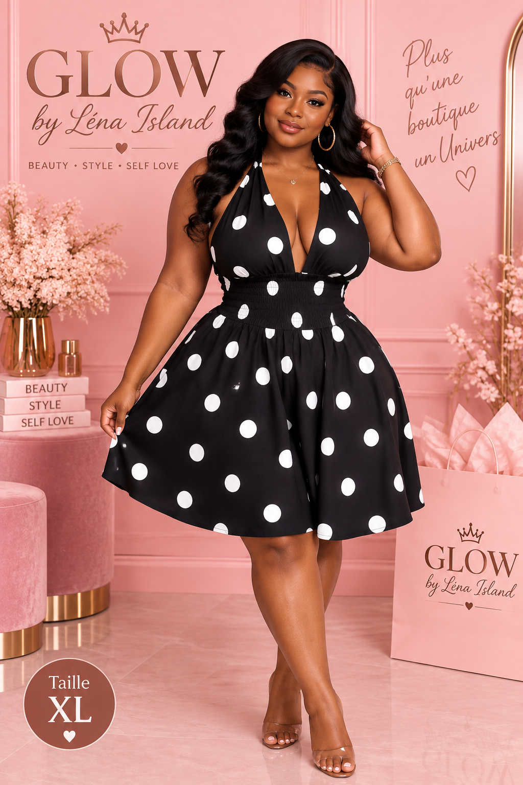 🖤 Robe « Black & White » à Pois – Élégance Intemporelle ✨