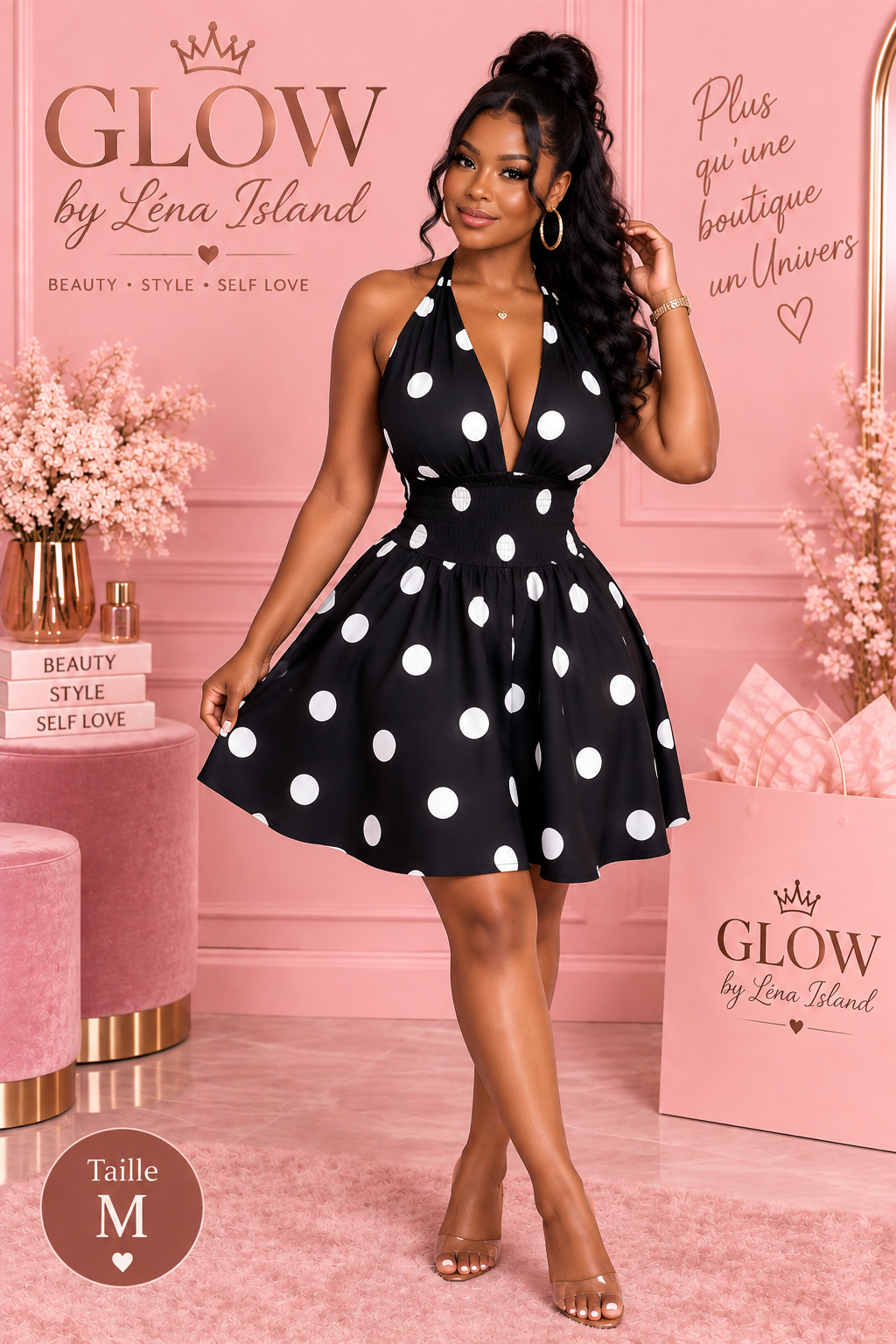 🖤 Robe « Black & White » à Pois – Élégance Intemporelle ✨