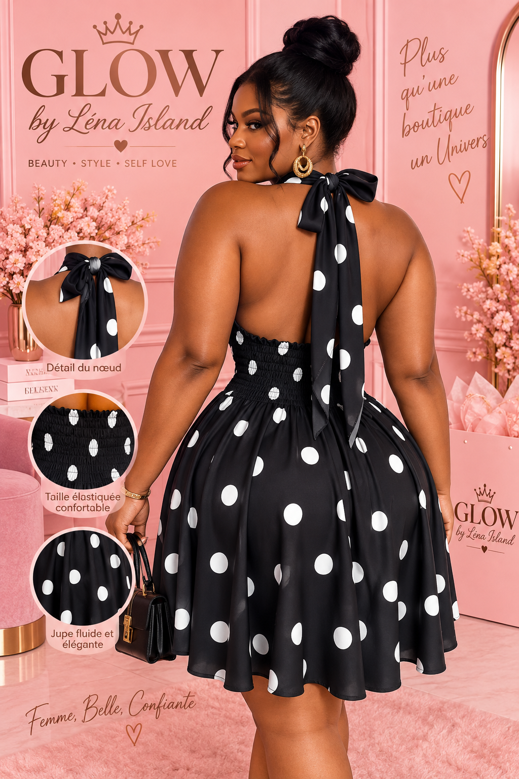 🖤 Robe « Black & White » à Pois – Élégance Intemporelle ✨