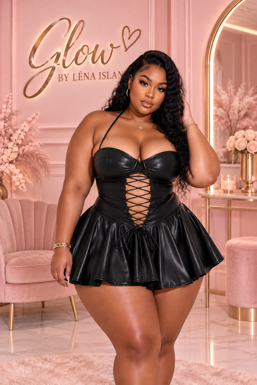 🖤 Robe Corset en Simili Cuir – Élégance & Glamour ✨