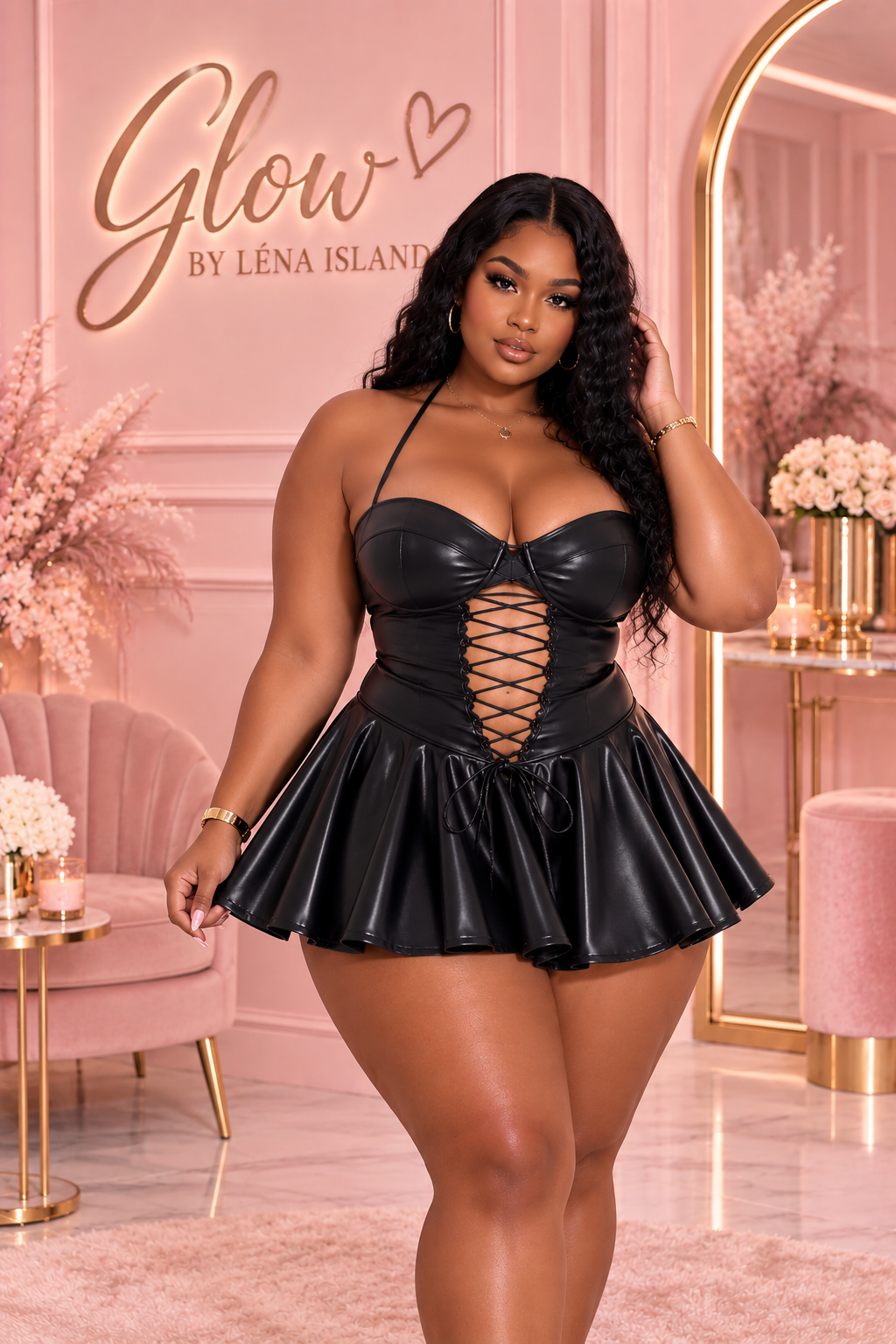 🖤 Robe Corset en Simili Cuir – Élégance & Glamour ✨