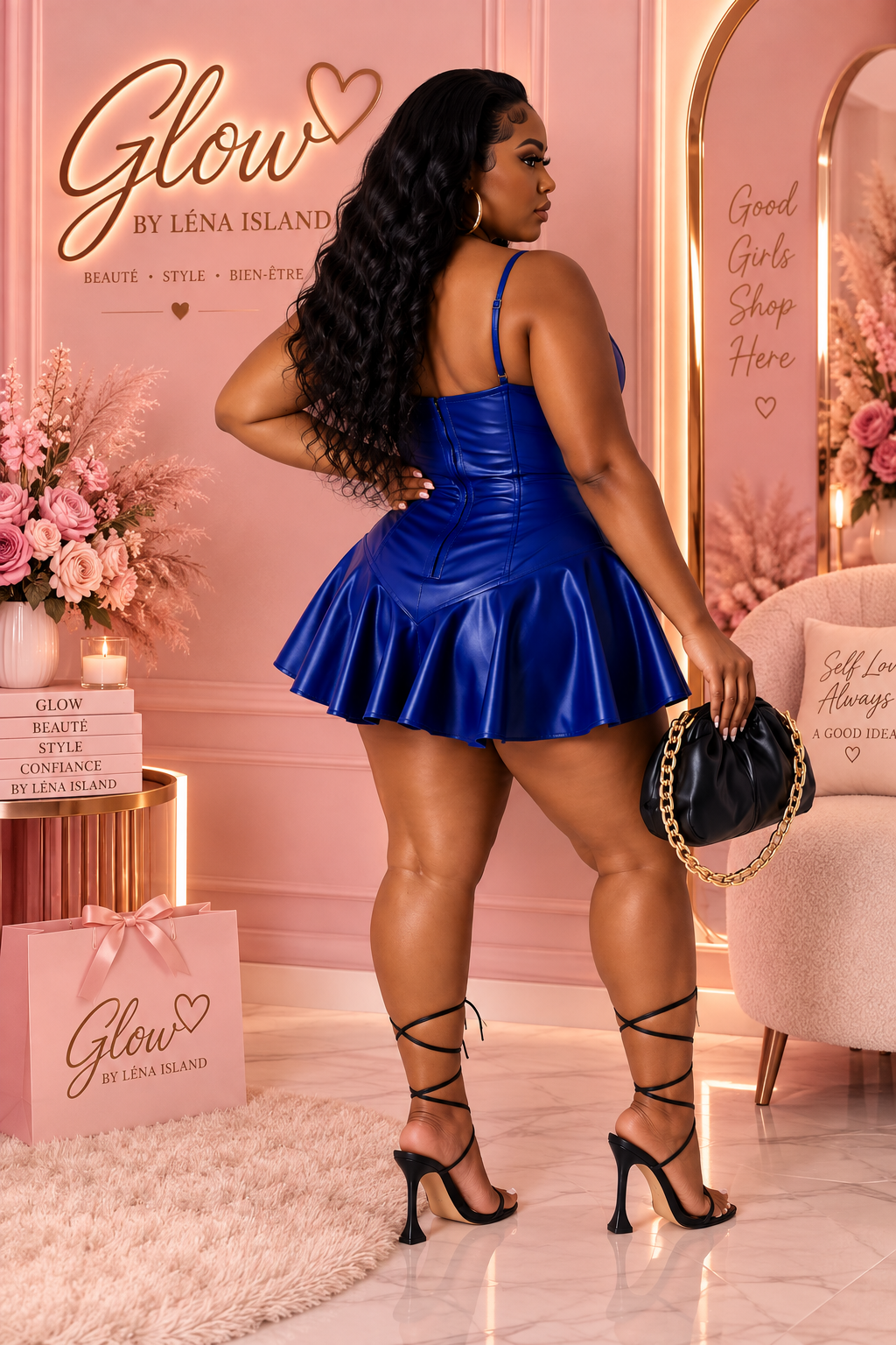 Robe 👗 Corset Effet Cuir à Lacets – Chic & Sexy🌸