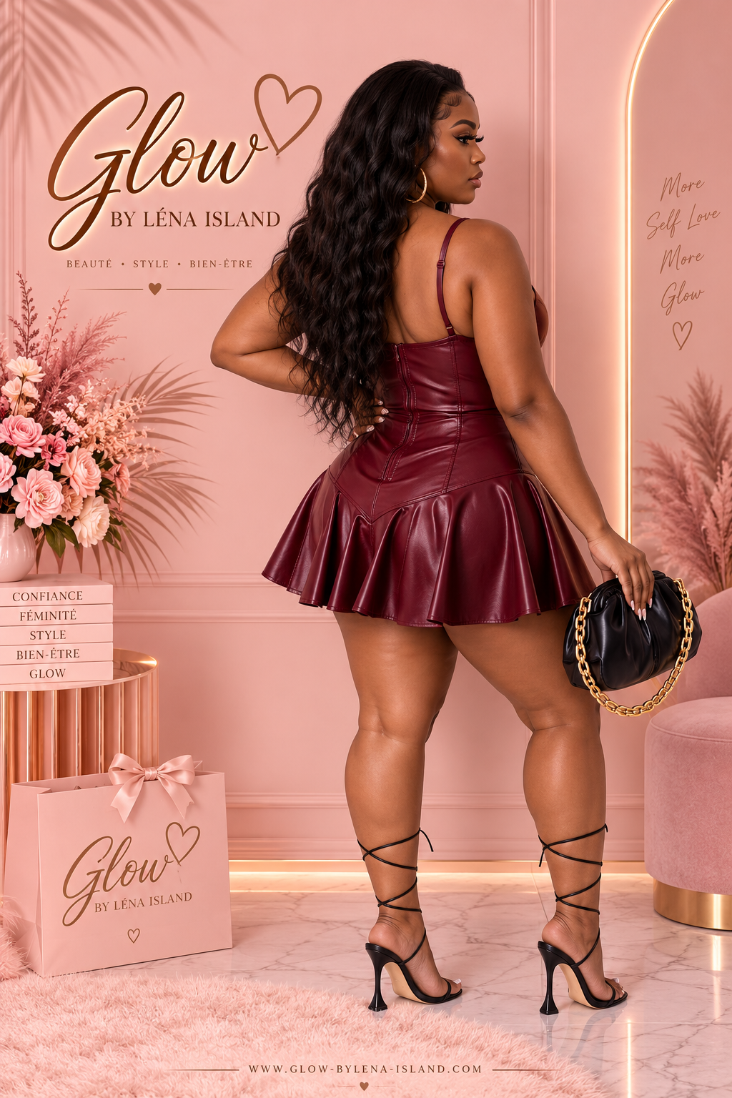 Robe 👗 Corset Effet Cuir à Lacets – Chic & Sexy🌸