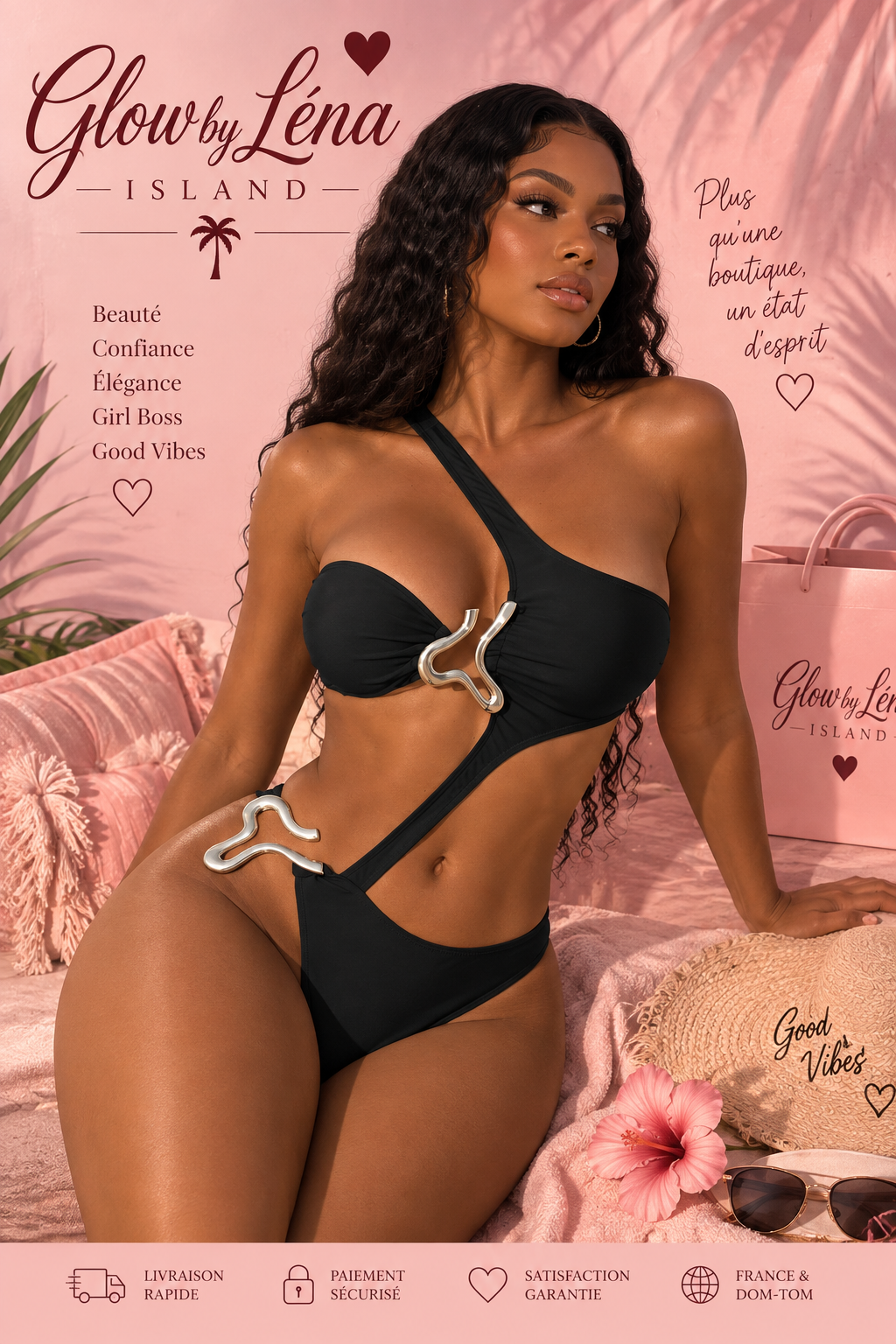 Maillot de Bain Une Pièce Chic à Découpes & Dos Nu – Glow by Léna Island ✨
