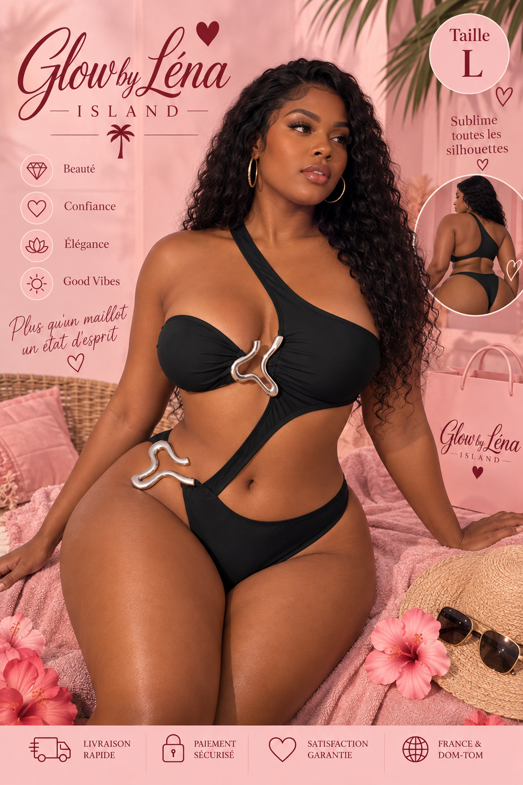 Maillot de Bain Une Pièce Chic à Découpes & Dos Nu – Glow by Léna Island ✨