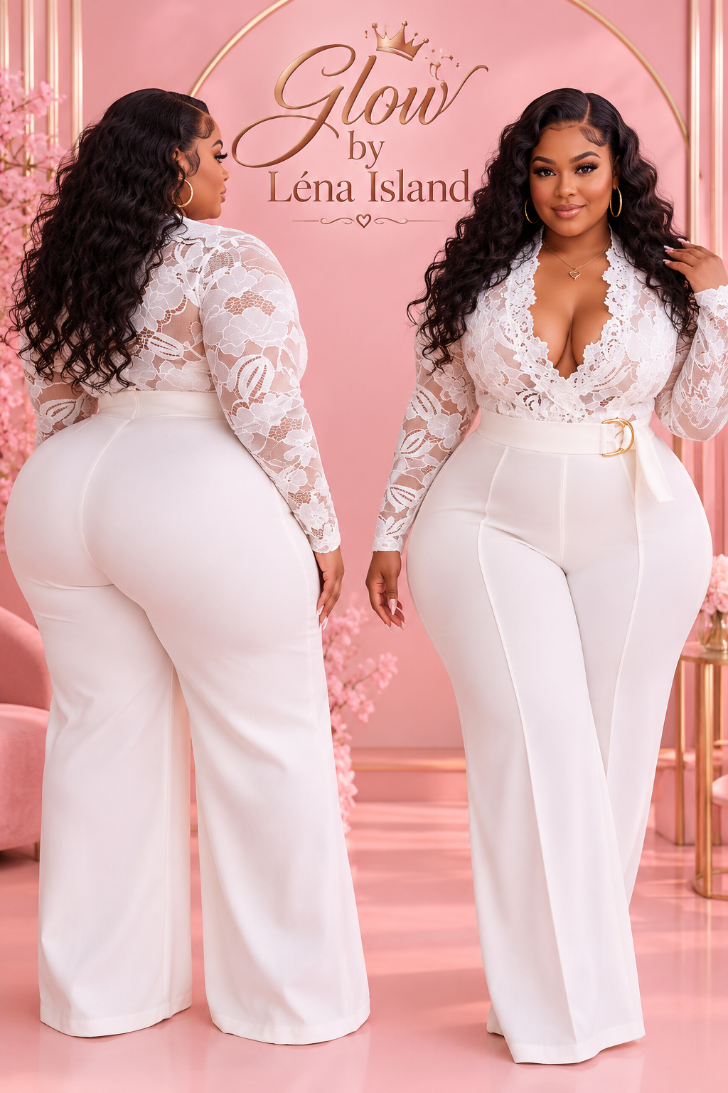 🦋Combinaison Blanche Élégante & Glamour – Dentelle & Détails Plumes | Glow by Léna Island 🦋