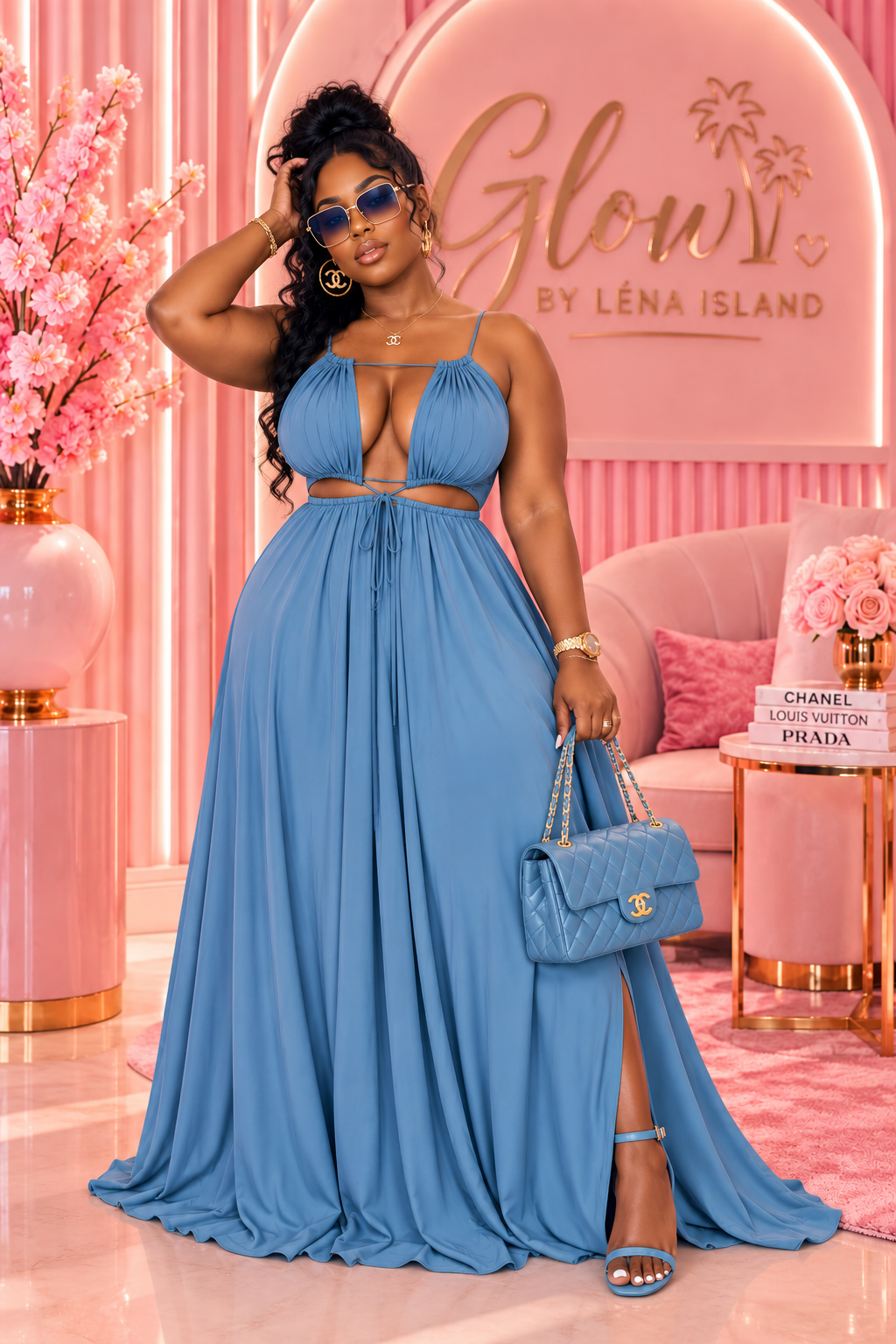 Robe Longue d’Été Glamour – Dos Nu & Laçage Ajustable | Glow by Léna Island 💕