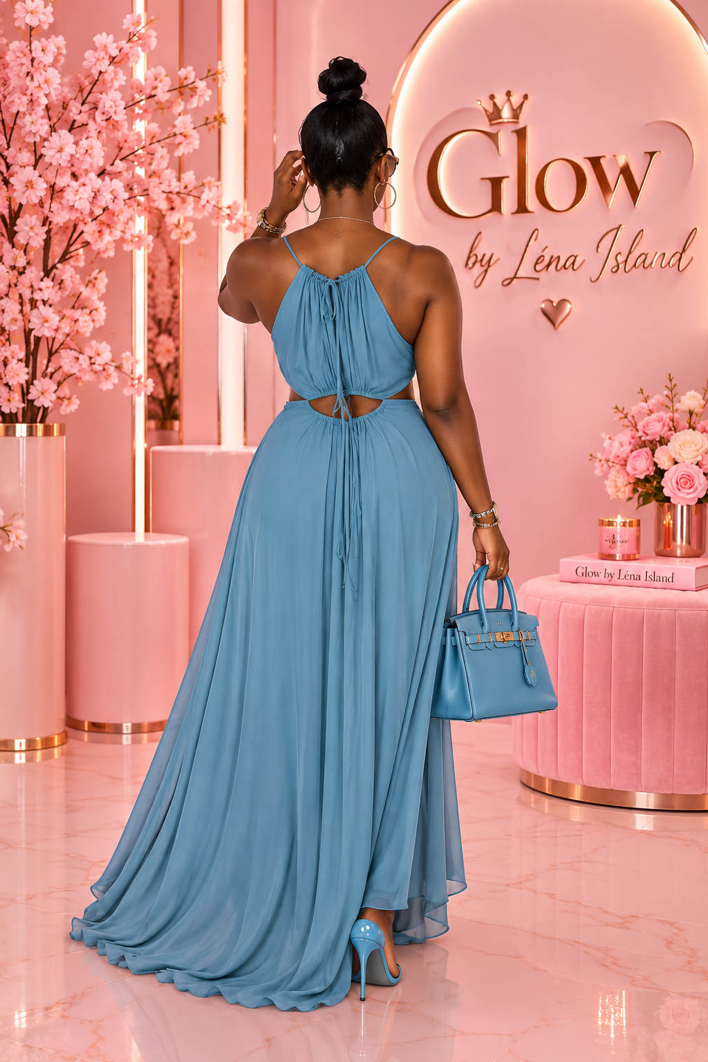 Robe Longue d’Été Glamour – Dos Nu & Laçage Ajustable | Glow by Léna Island 💕