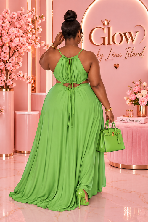Robe Longue d’Été Glamour – Dos Nu & Laçage Ajustable | Glow by Léna Island 💕