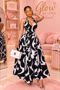 🌸 Robe Midi Imprimée Dos Nu – Élégance & Féminité ✨