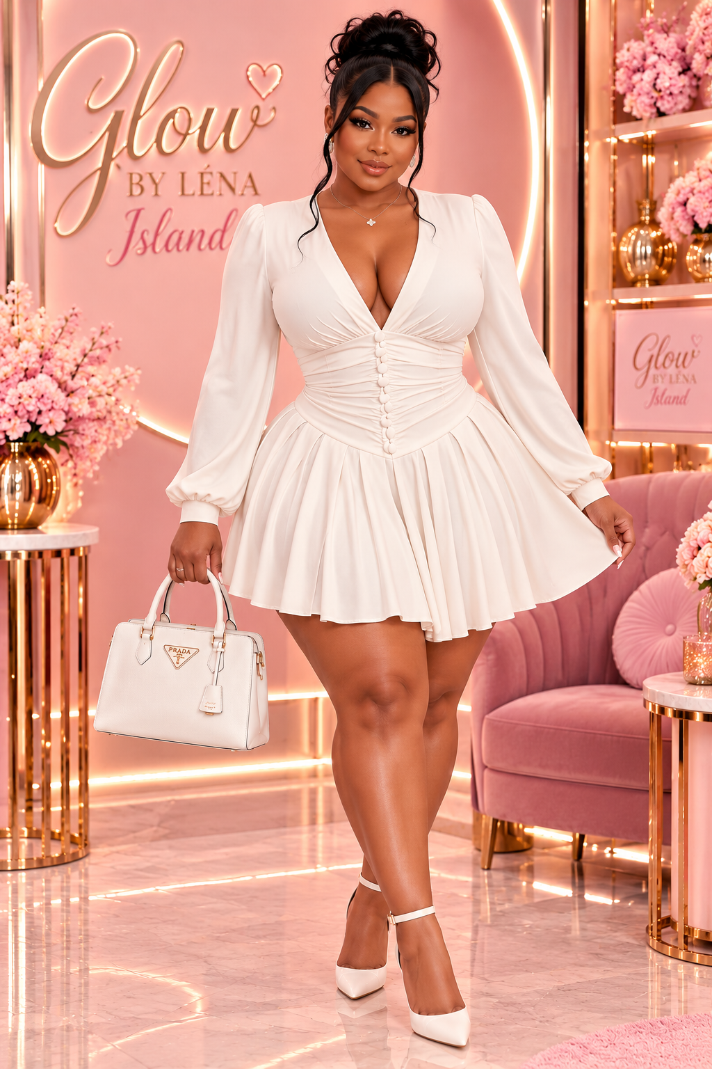 💕 Robe Mini Volantée à Manches Bouffantes – Glamour & Tendance ✨
