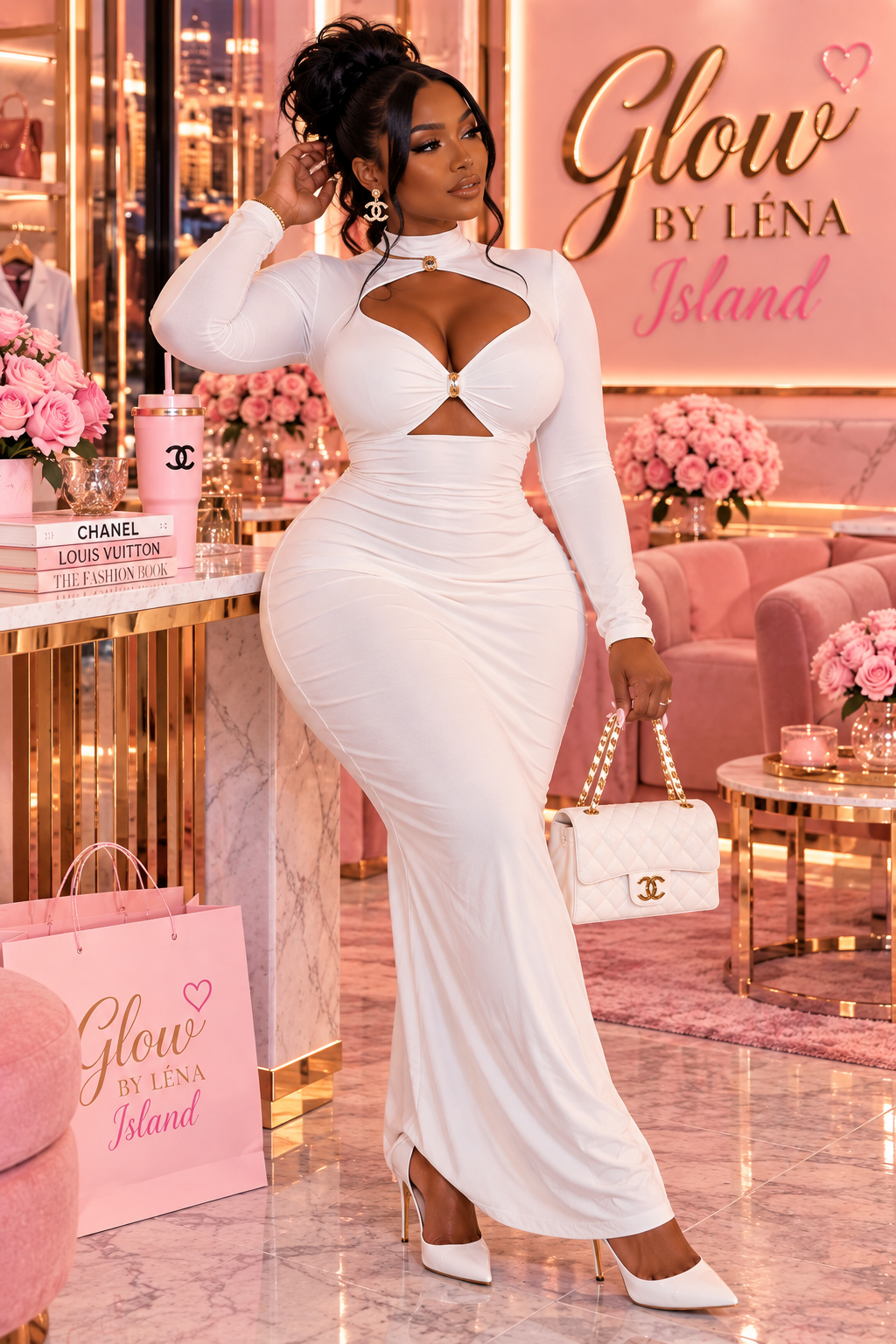 🤍 Robe Longue Blanche Sculptante – Élégance & Glamour ✨