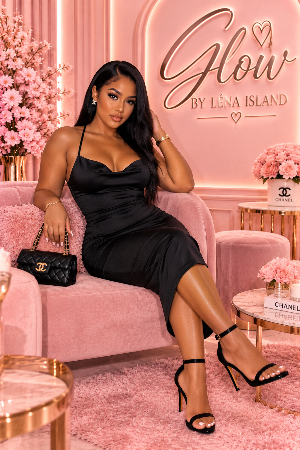 🌸 Robe Midi Satinée Rose – Élégance & Glamour ✨