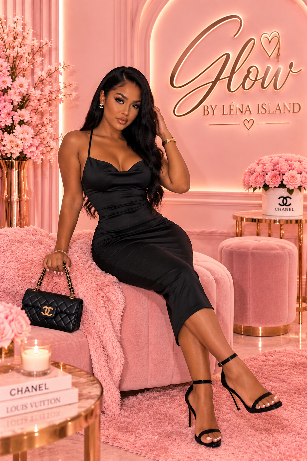 🌸 Robe Midi Satinée Rose – Élégance & Glamour ✨
