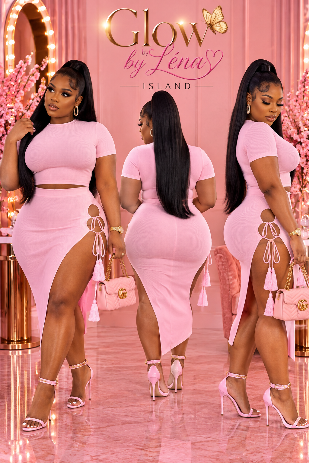 ✨ Ensemble 2 pièces Femme – Crop Top & Jupe Fendue ✨