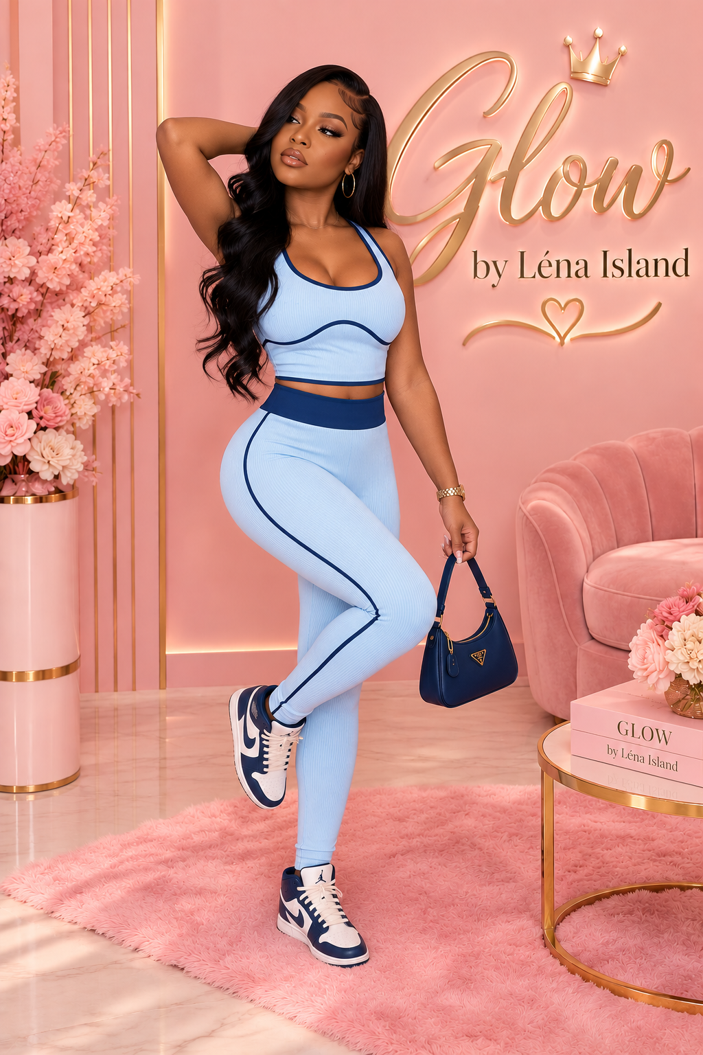 💕 Ensemble 2 Pièces Patchwork Rose & Bleu 💙